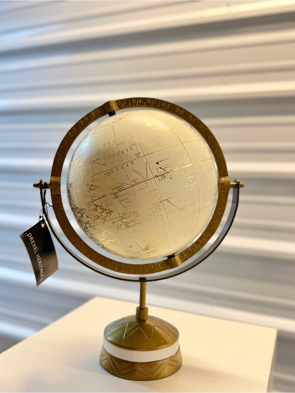 Drexel Heritage Decorative World Globe Brass Stand New With Tags 14”